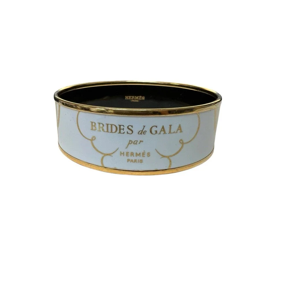 Hermes Brides de Gala White/Gold Bangle Bracelet Made In France